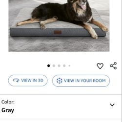 Dog Bed for Large Pets, 20D Egg Crate Foam Stable Support, Non-Slip Bottom and Removable Cover, Tear-Resistant Invisible Durable Zipper (Gray)
