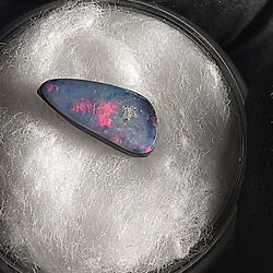 Natural Dark Australian Opal Doublet With Rare Red