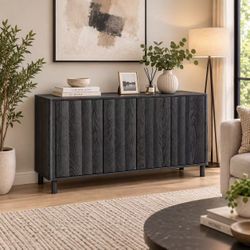 New In Box 55 Inch 4 Doors Modern Style Sideboard Buffet Cabinet With 4 Doors Adjustable Shelf Black Color 