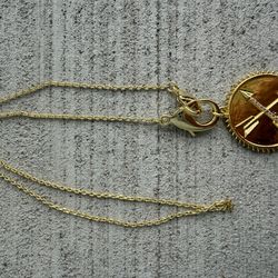 Uncommon James Gold Arrow Medallion Necklace CZ Pendant Long Chain Statement
