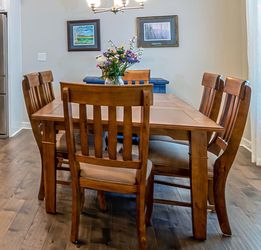 Solid Wood Dining Table with 5 Chairs