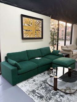✨ Cloud Sectional Couches for Living Room, Convertible L-Shape Couch with Ottoman,Green - $999