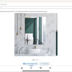 Wall Mirror Beveled Edge Frameless Mirror 24” x 32" Wall Mounted Mirror for Bathroom Vanity and Entryway Brand New In Box - Amazon Purchase 