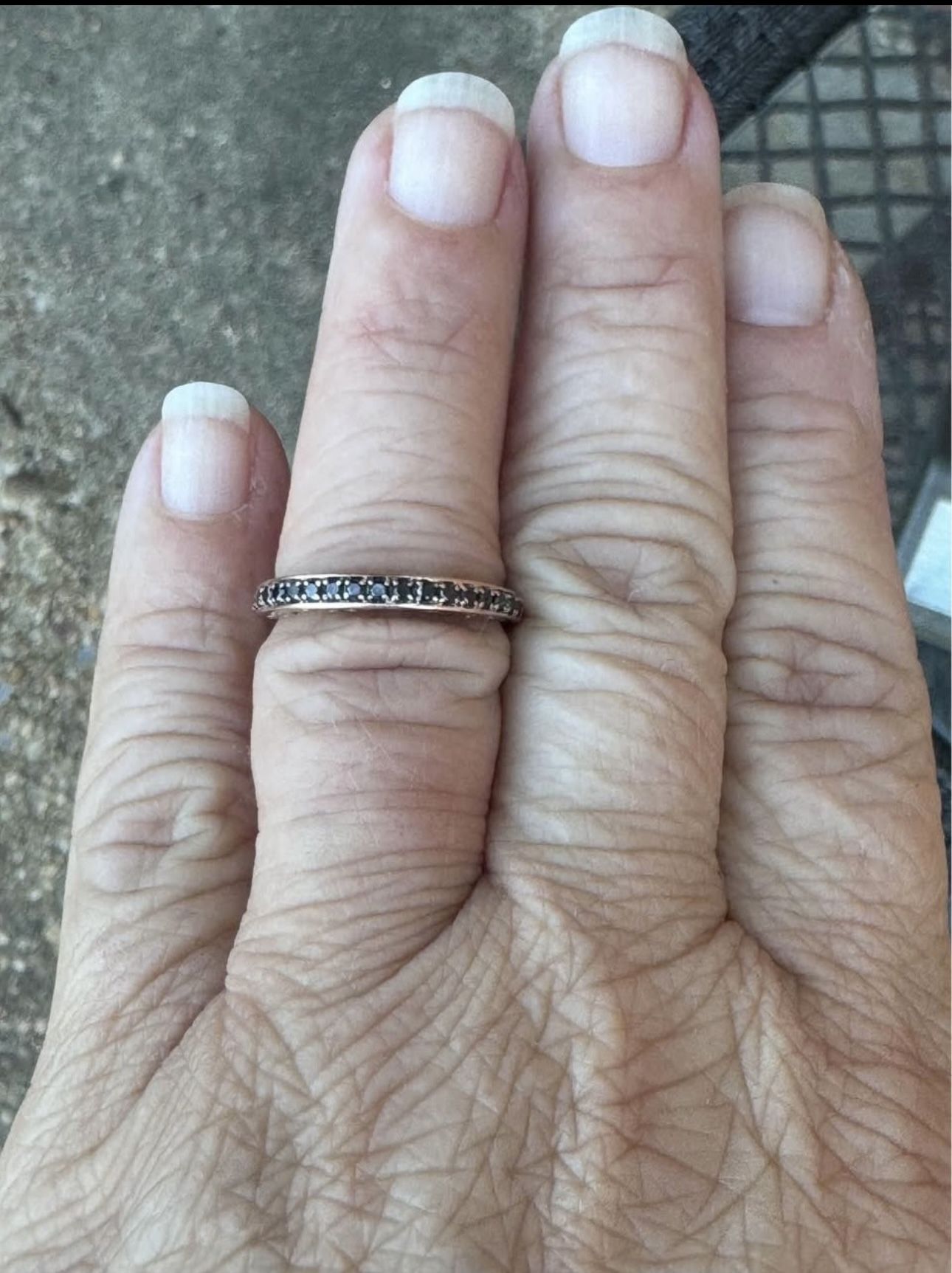 Rose Gold, Black diamond Wedding/anniversary Band…! Size 5.5