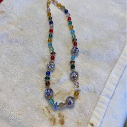 Multi Colors Beaded Necklace 10”