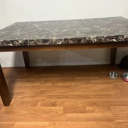 Elegant Brown Marble Slab Table With Chairs 