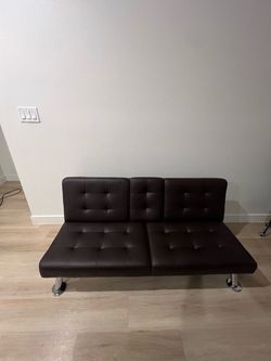 Homall Black Faux Leather Futon Sofa Bed, Loveseat with Adjustable Backrest