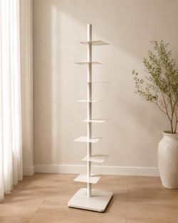 9-Tier White Metal Bookshelf / Display Stand. Like new