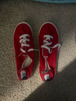 Time and Tru Red Canvas Slip-On Sneakers