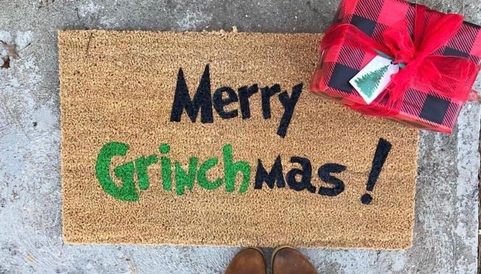 Christmas Doormat Farmhouse Style Outdoor Front Door Porch Decor