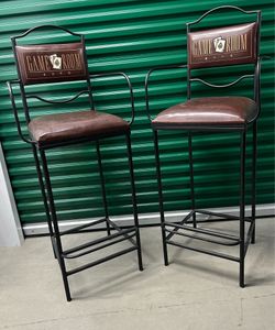 Embroidered “Game Room” Poker Bar Chairs w/ Arms (Set of 2) – Man Cave Seating