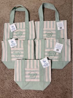 Trader Joe’s Stripped mini tote bags light green