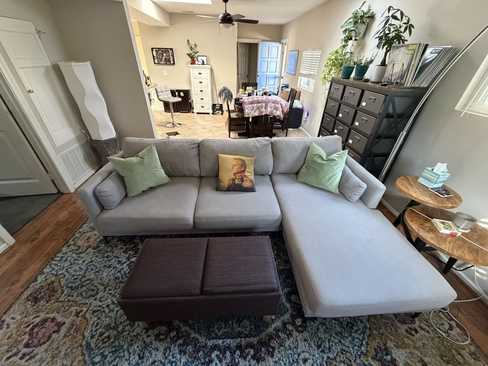 Light Gray Sectional With Reversible Chaise (96