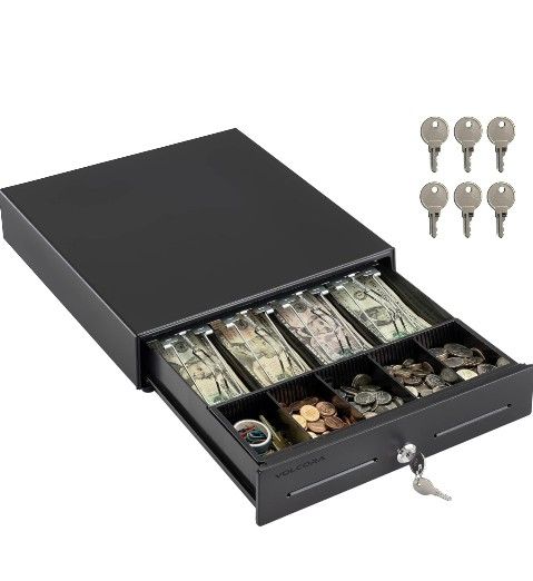 Volcora 13" Electronic Cash Register Drawer for Point of Sale (POS) System with 4 Bill 5 Coin Cash Tray, Removable Coin Compartment