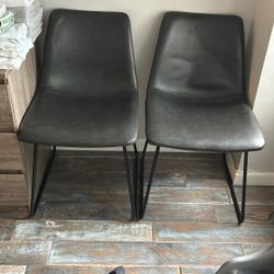 Black Man Made Leather Chairs Pair 