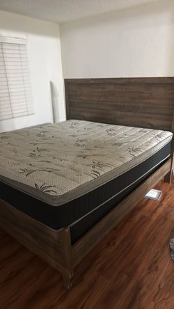 King Bed Frame with Headboard and Mattress