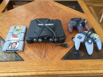 N-64, Intact Joy Sticks on 2 Controllers, 3 Games