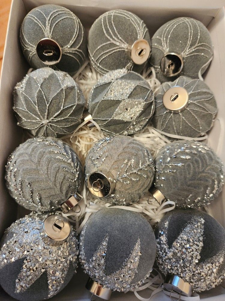 New Christmas Tree Ornaments Suede Grey 