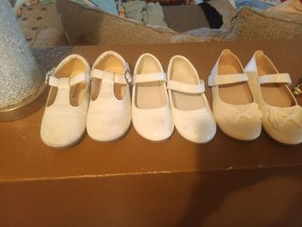 3 Pairs Girls White Mary Jane Dress Shoes