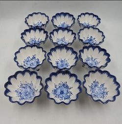 Vestal Alcobaca Portugal Vtg Pottery 5" Footed Bowls  Hand Painted