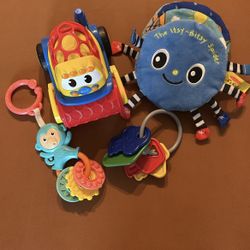 Baby Toys: Rattles, Soft Spider Book, OBall Car/bulldozer