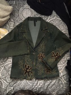 Floral denim jacket