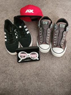 Shoe hat and sunglasses lot