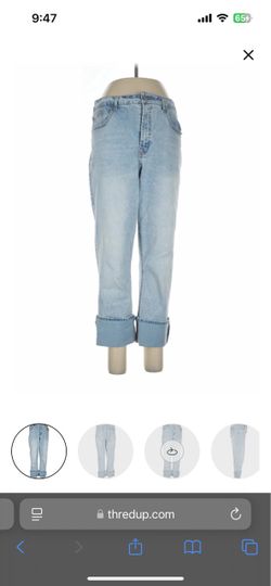 Light Wash Cuffed Straight Leg Jeans