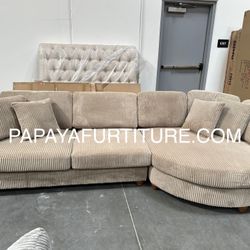 Designer's Pick! Camel Soft Plush Sectional Couch, Brown Couch, Sage Sofa, Sectional And Ottoman, Corduroy Sofa, Couch, Sofas, Livingroom Couch Set In