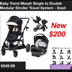 New  in box baby trend morphs Single to double stroller set $200 cash only pick up east Palmdale 