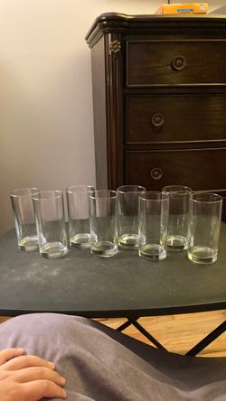 Set of 8 Clear Glass Drinking Glasses