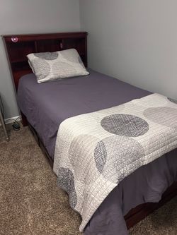 Twin captain bed with like new mattress