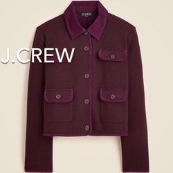 ❄️(NEW) (1 AVAILABLE) WOMEN’S J.CREW OXBLOOD KNIT JACKET IN WOOL BLEND - SIZE: SMALL (MSRP: $188)❄️