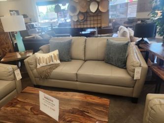 Modern Taupe authentic LEATHER Sofa