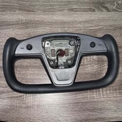 OEM Tesla Model S X Plaid Yoke Steering Wheel 1622612-00-E/ Leather Damage