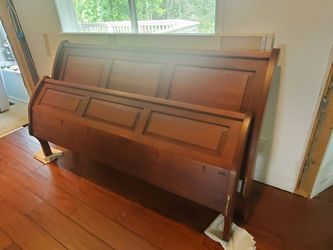Harden Solid Cherry King Sleigh Bed Frame - Paneled Headboard & Footboard, Complete