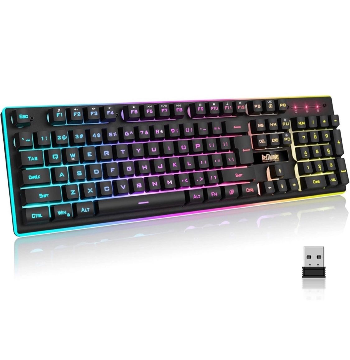 Wireless gaming keyboard, rechargeable