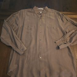 Gold Brown Perry Ellis Shirt Size Large