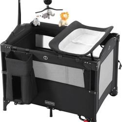 New in a sealed box HARPPA Pack and Play 5 in 1, Portable Baby Playard for Travel, Baby Bassinet Bedside Sleeper with Mattress, Rolling Bassinet for I