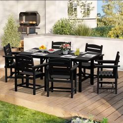 Premium HDPE 7pc Outdoor Patio Furniture Dining Table Set