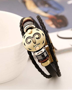 12 Constellations Multilayer Leather Bracelet, Aries