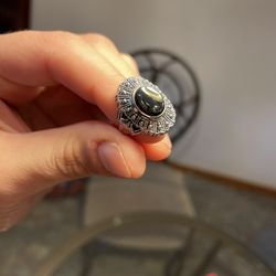 18k Electroplated Black onyx Vintage Ring 