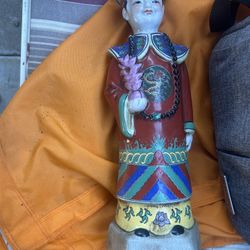 15 Inch Tall Vintage Handmade Chineses Porcelain Emperor Figurine