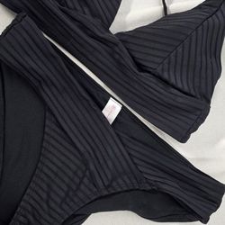 Two Piece Swimwear Woman's Black Bathing Suit Medium