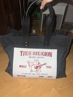 True Religion Black Denim Tote Bag Size Large