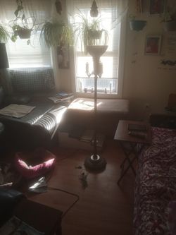 Antique Stand Up Lamp All Brass With Marble Bottom.