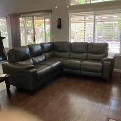All Leather Like New Grey Sectional 