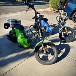 2 Nearly Brand New High End E Scooters With Golf Ready Attachments 