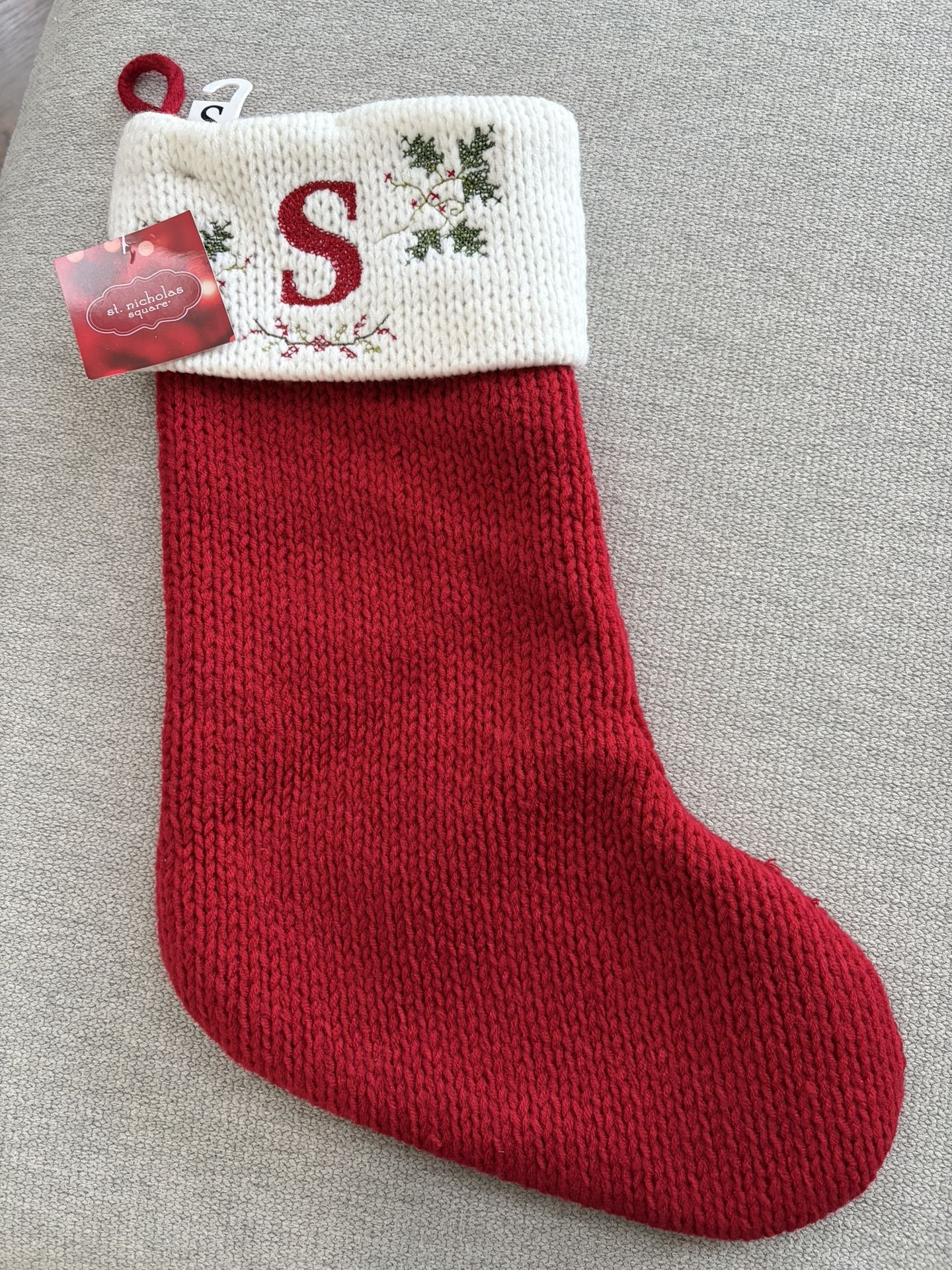 Red Stocking With S Monogram