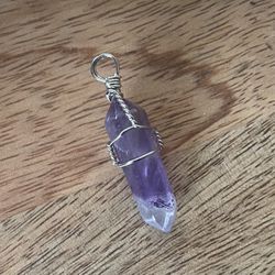 🪻 Wire wrapped Natural Amethyst Pointed Pendant ~ New!